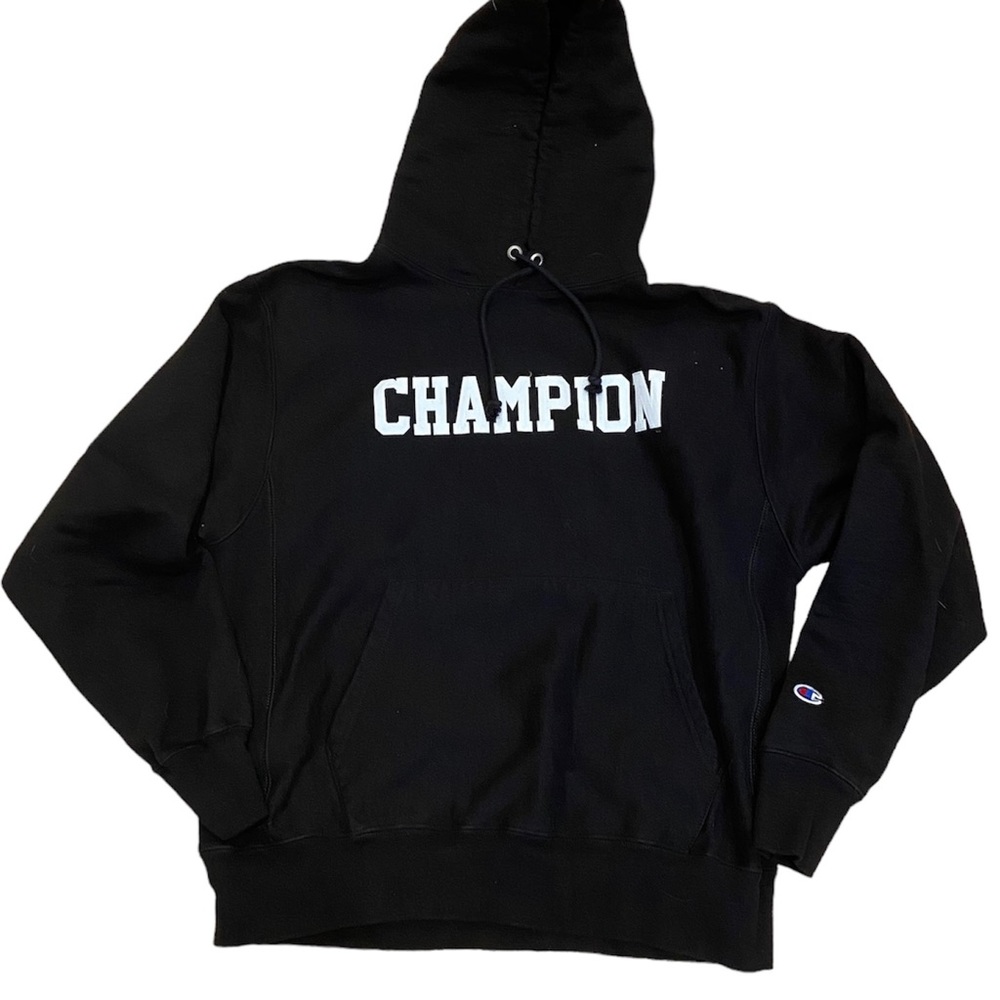 Champion Black White Sweatshirt Original L Athletic Hoodie Retro